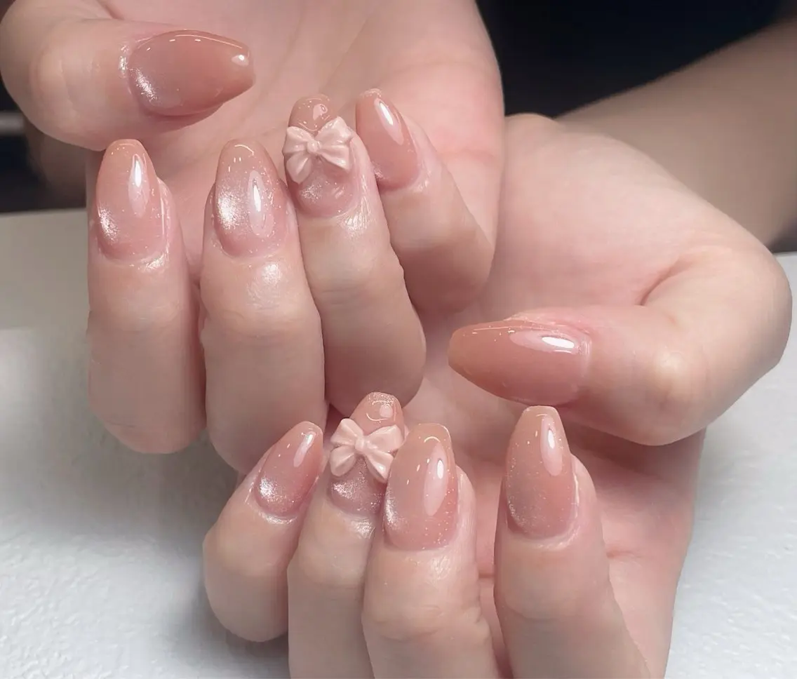 ネイル ボルドー ブラウン チークネイル 長さ出し フレンチネイル 中野駅から2分 MEO NAILのネイルデザイン