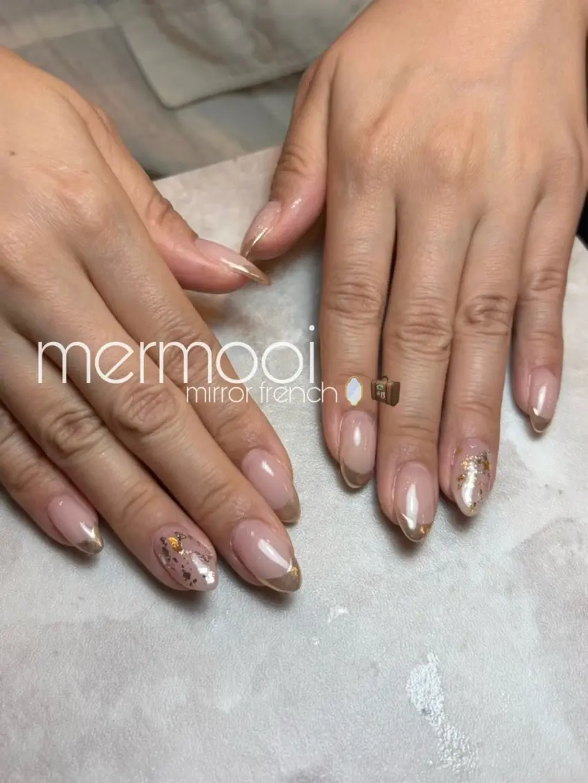 ネイル フレンチネイル ミラーネイル ハンドネイル mermooi nailのネイルデザイン