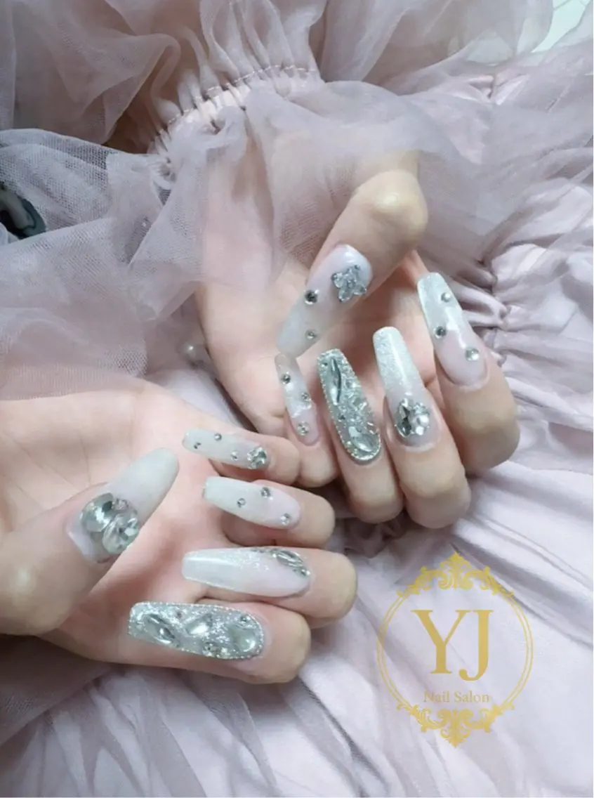 ネイル 長さ出し グラデーション キラキラネイル 韓国ネイル ラメ(グリッター) YJ Nail Yumiのネイルデザイン