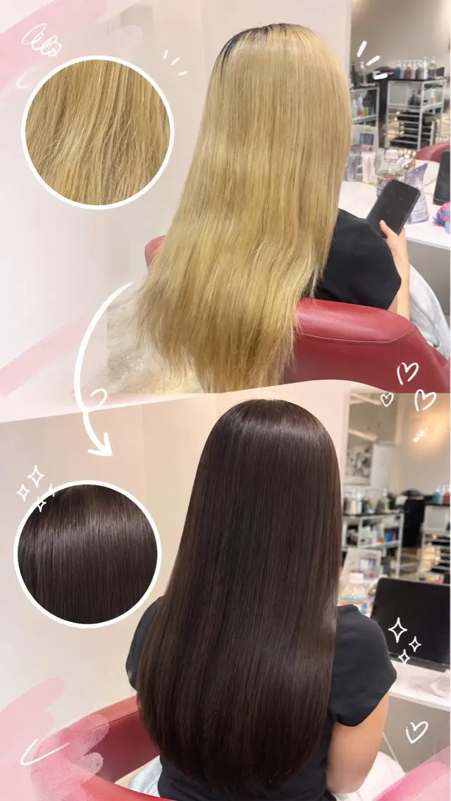 ロング ヘアカラー かわしま ゆずかのヘアスタイル
