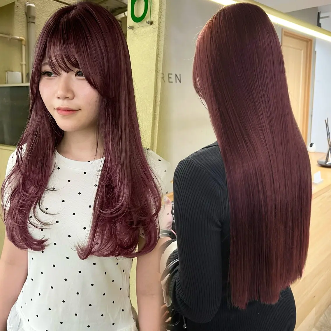 ロング カラー 透明感カラー ピンクカラー カット ヘアカラー レイヤー/縮毛矯正/ 暖色/mao🎀のヘアスタイル