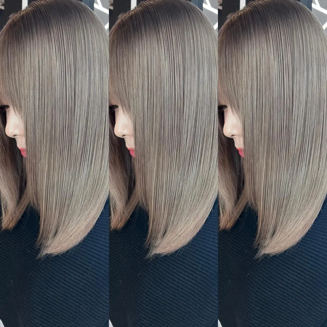 ミディアム カラー グレージュ カット ヘアカラー トリートメント ヘアセット 💜ハイトーン💛 マジカルかいちゃんのヘアスタイル
