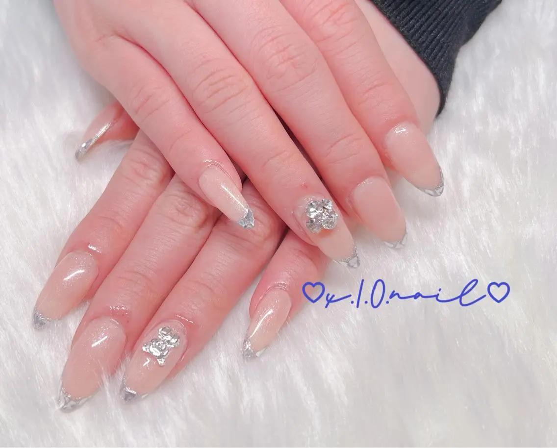 ネイル 長さ出し フレンチネイル ガラスフレンチ スカルプネイル ネイルチップ ハンドネイル x.1.0.nail ♡Cのネイルデザイン