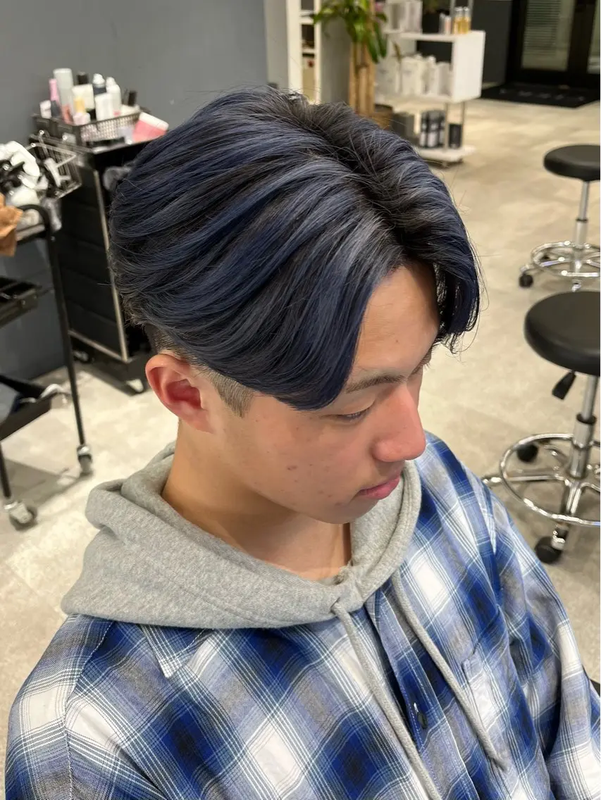 メンズ オールバック アップバング センターパート フェードカット マンバンヘア カット ヘアカラー 西岡 あつみ/ 堀江美容室のヘアスタイル