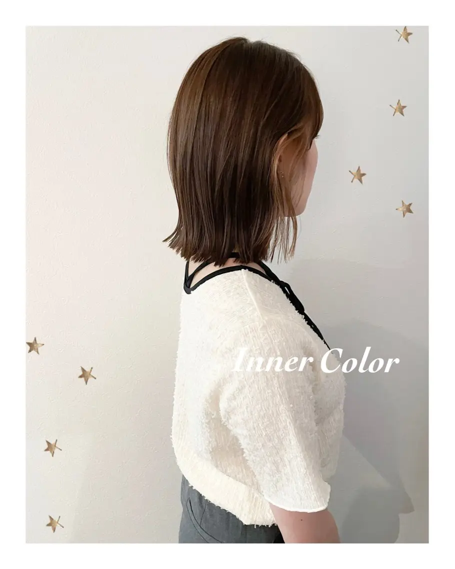ミディアム カラー カット ヘアカラー 市川 千夏のヘアスタイル