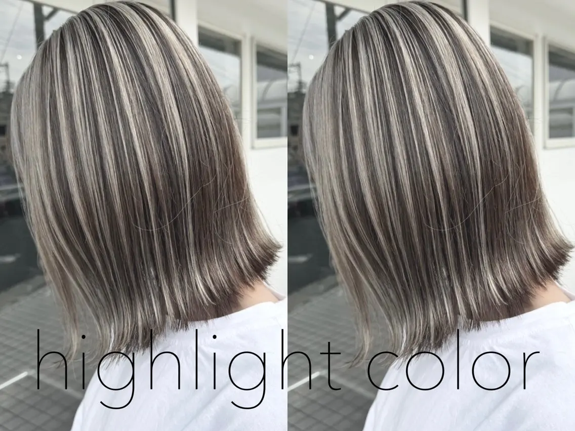 ミディアム カット ヘアカラー mua 鳳のヘアスタイル