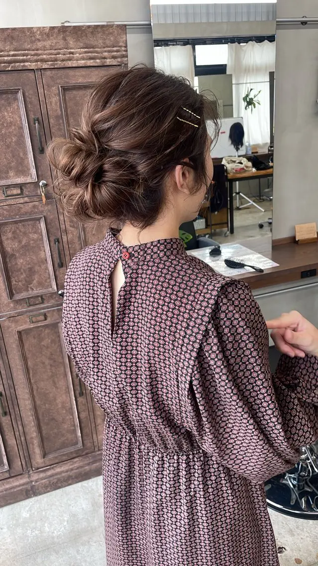 セミロング お団子ヘア ヘアセット 沖縄/ヘアアレンジ /ナカノのヘアスタイル