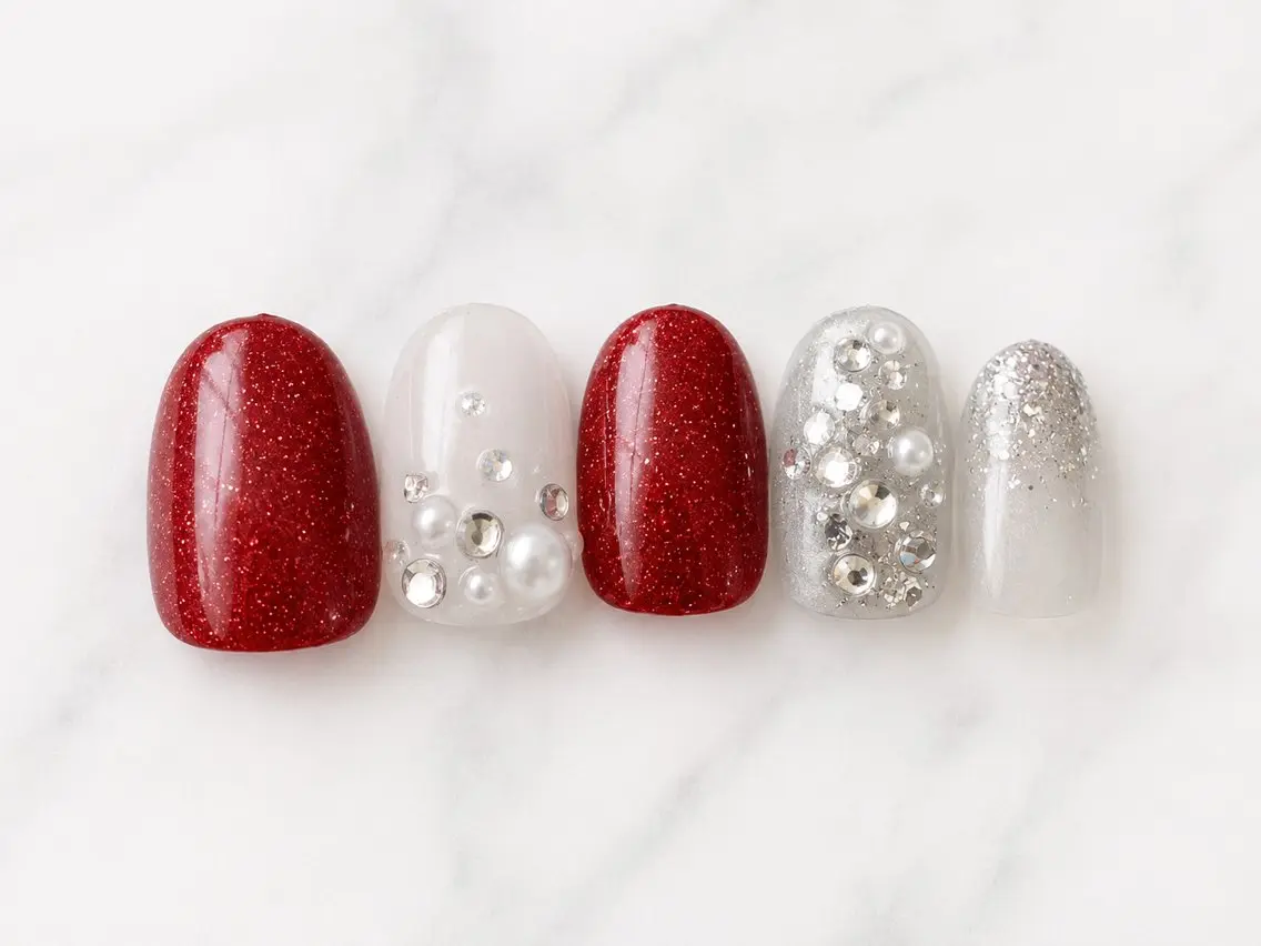 ネイル フラッシュネイル マグネットネイル マグネットワンカラー ワンカラーネイル 赤色 ハンドネイル mirai nail 錦糸町のネイルデザイン