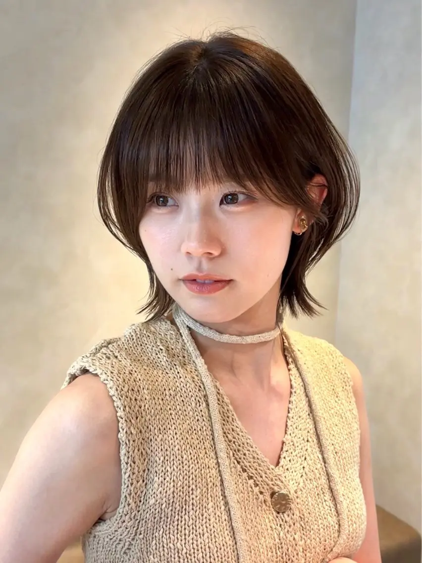 ミディアム カット ヘアカラー トリートメント けいし🐬ボブ 美髪縮毛矯正のヘアスタイル