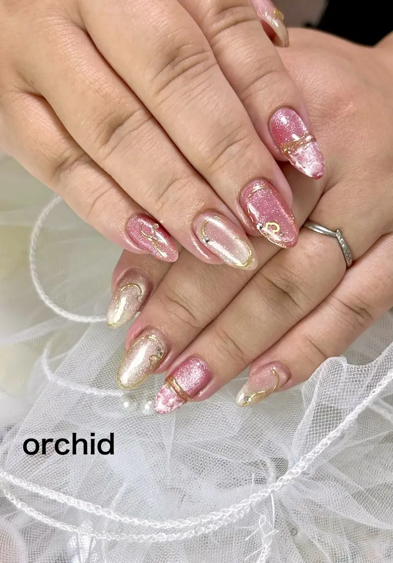 ネイル ハンドネイル orchid ♡オーキッドのネイルデザイン