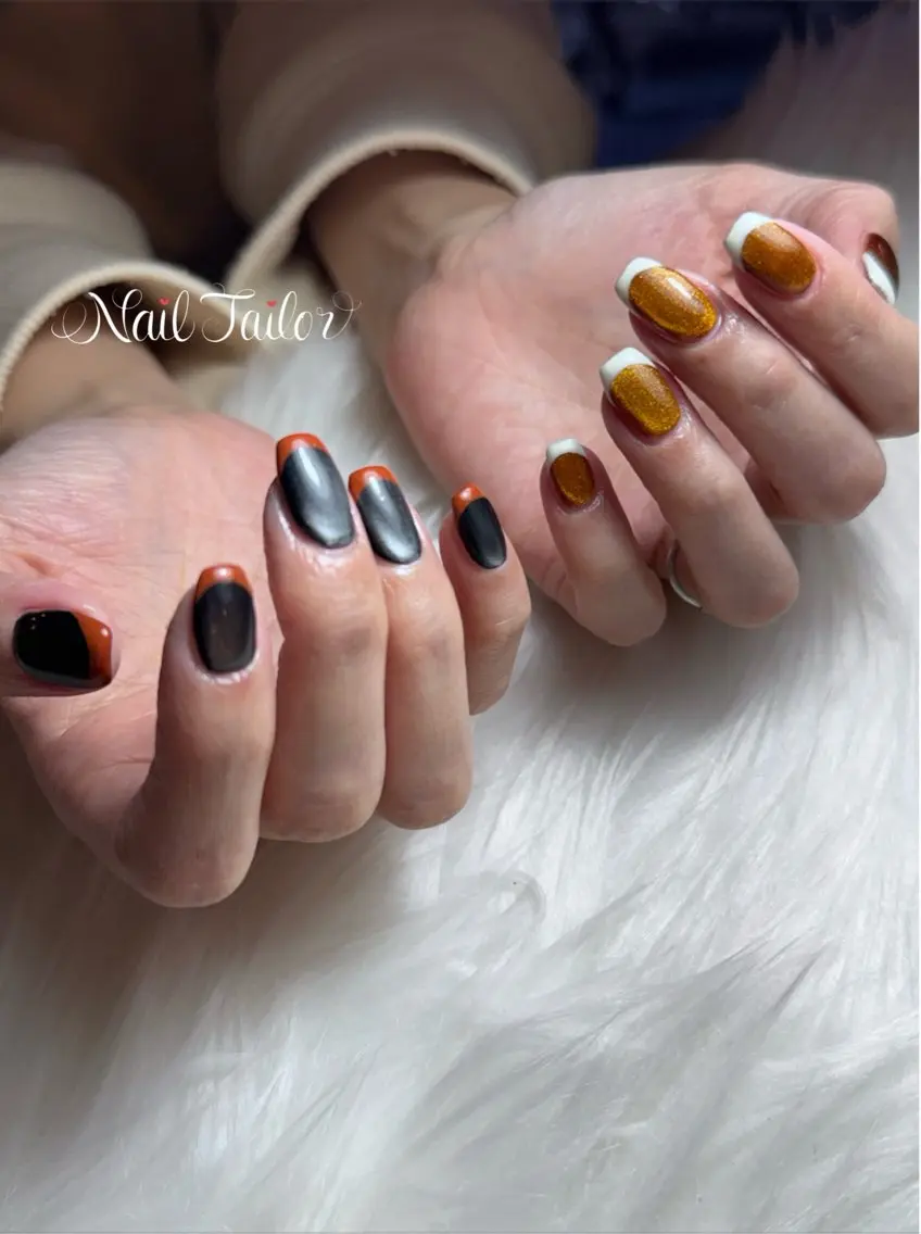 ネイル フレンチネイル マグネットネイル マグネットフレンチ 持ち込み ハンドネイル NailTailor ネイルテイラーのネイルデザイン