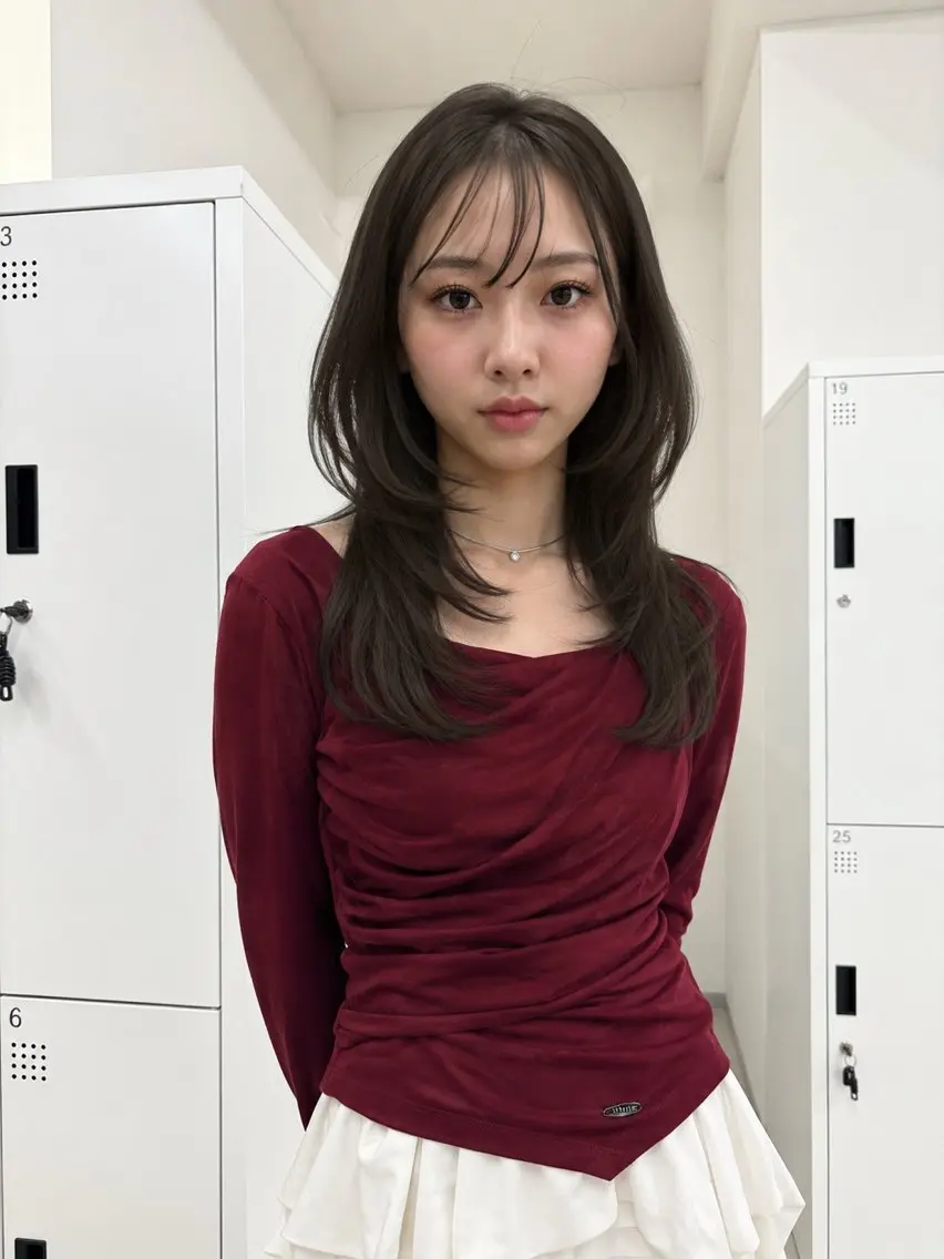 ロング カラー カット ヘアカラー トリートメント 韓国風レイヤーカット 松葉翔のヘアスタイル
