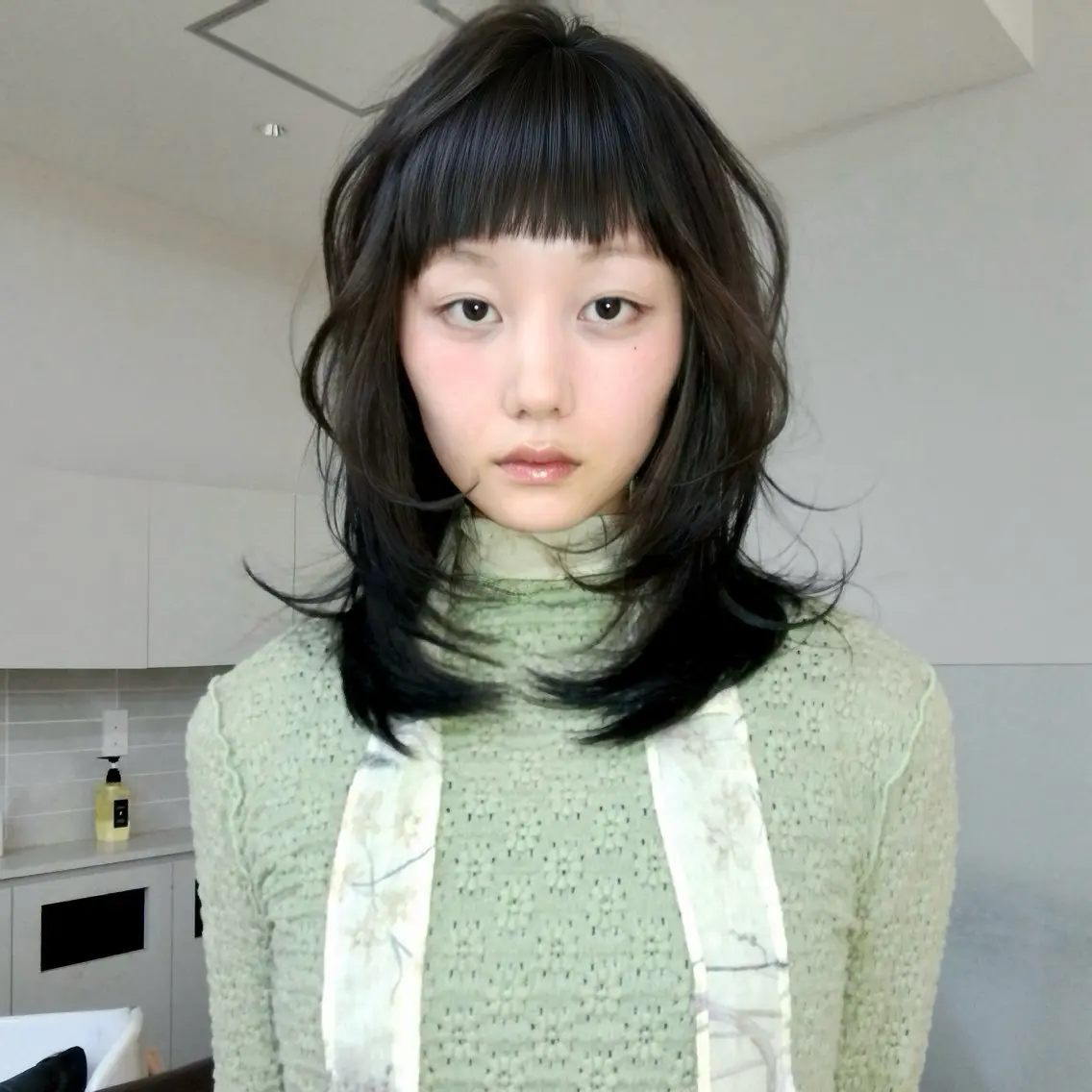 ロング カラー 顔まわりレイヤー レイヤーカット カット ヘアカラー トリートメント みずき/銀座 レイヤーカットのヘアスタイル