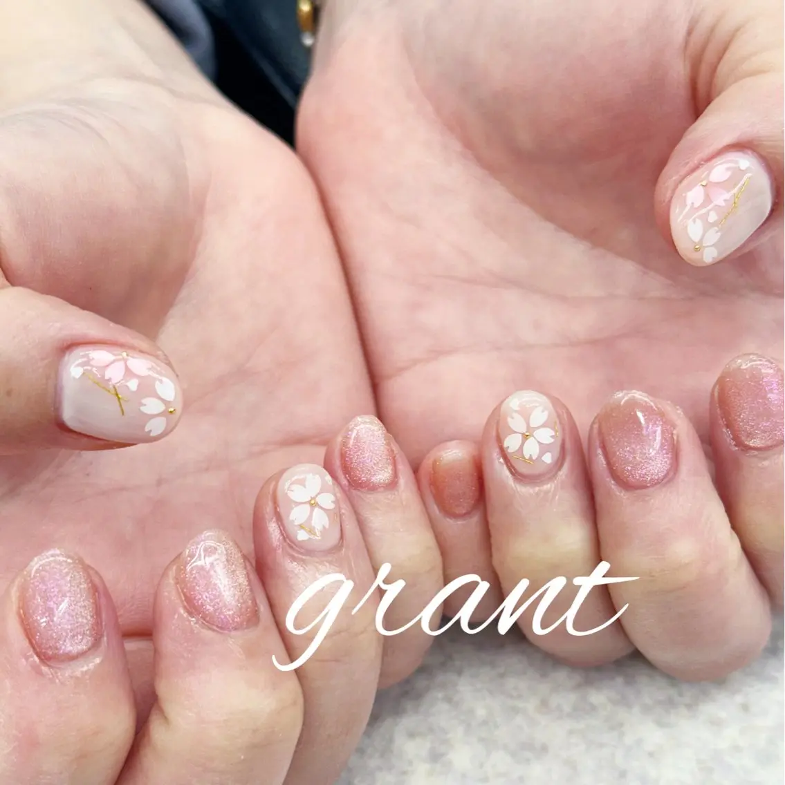 ネイル 桜ネイル フラワーネイル マグネットネイル オフィスネイル シンプルネイル ハンドネイル nailsalon grantのネイルデザイン
