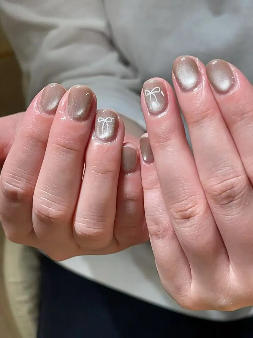 ネイル 長さ出し フレンチネイル 韓国ネイル マグネットネイル マグネットフレンチ sun nail池袋 モデル募集のネイルデザイン