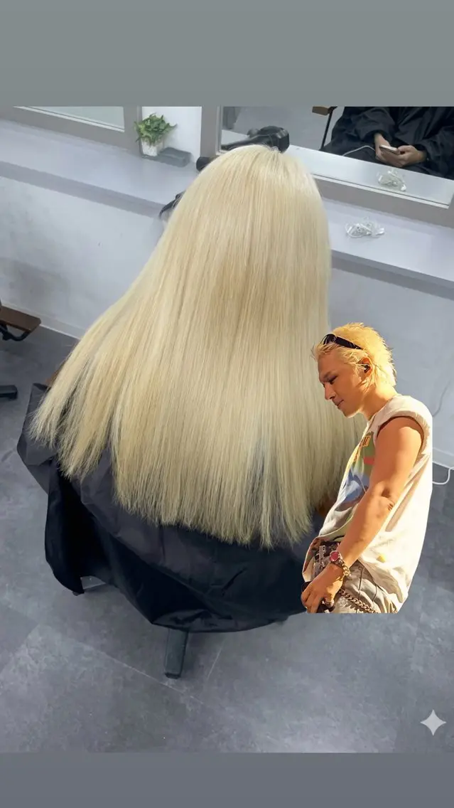 ロング カラー 抜きっぱなしブロンド ブロンド 🇰🇷ハイトーン× 韓国レイヤー레이어드のヘアスタイル