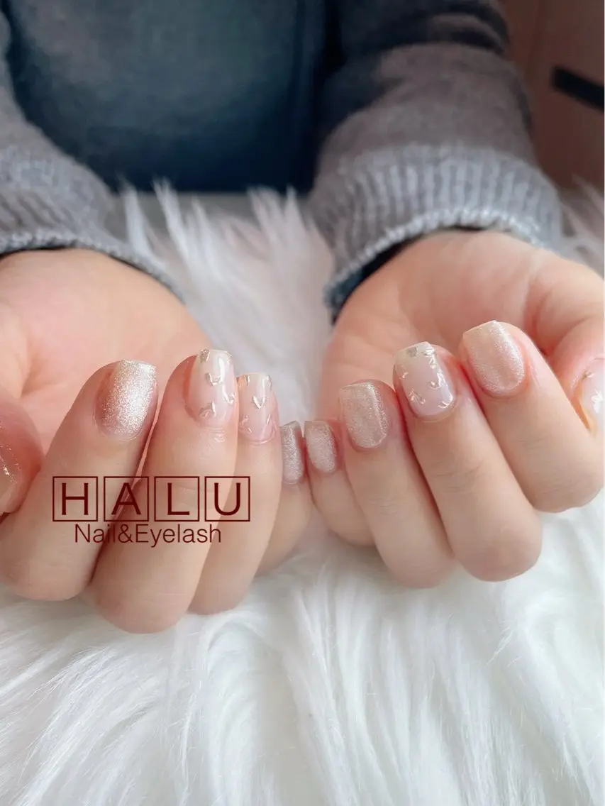 ネイル ハート ミラーネイル HALU ハルのネイルデザイン