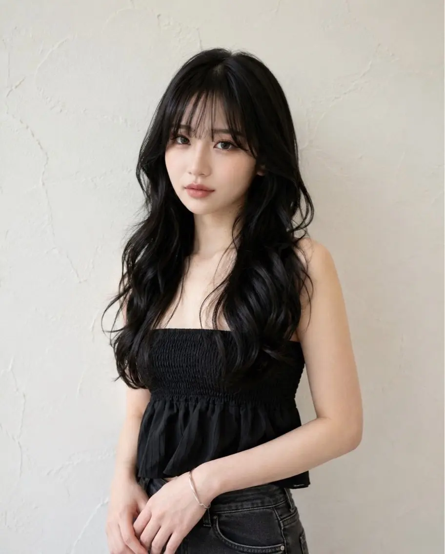 ロング 髪質改善 レイヤーカット カット パーマ トリートメント 拓麿✂︎/韓国ヘア× コテ巻きパーマのヘアスタイル