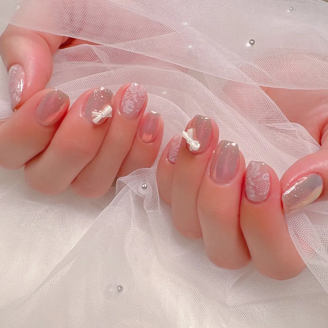 ネイル レース シンプルネイル ハンドネイル mako✿ nailのネイルデザイン