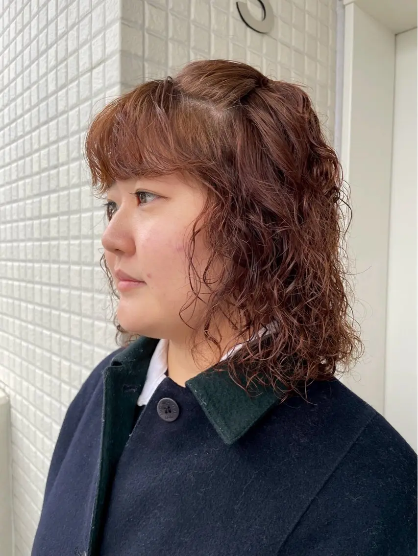ミディアム ヘアカラー 🪐海外hair/パ ーマ/暖色/ミミ🌼のヘアスタイル