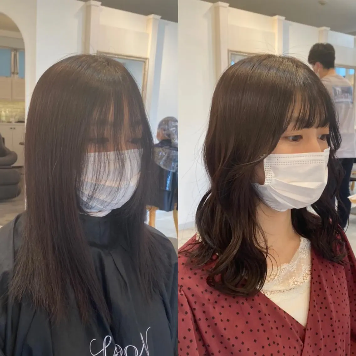 ミディアム カラー カット ヘアカラー トリートメント モテ前髪 タゴメ シンヤのヘアスタイル