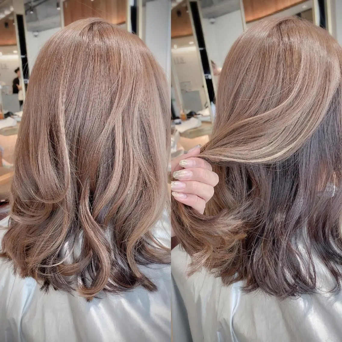 ミディアム ラベンダーベージュ カット ヘアカラー トリートメント ヘアセット 坂本 なつきのヘアスタイル