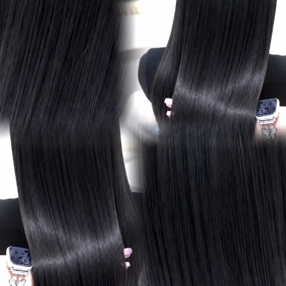 ロング カラー 黒髪 ブルーカラー ブルーブラック 透明感カラー 韓国/池袋ワンカラー 🩶kaede🩶のヘアスタイル