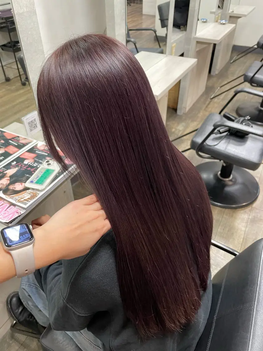 ロング カラー ラベンダーカラー ラベンダーピンク ピンクカラー ヘアカラー Anju／ 小顔カットのヘアスタイル