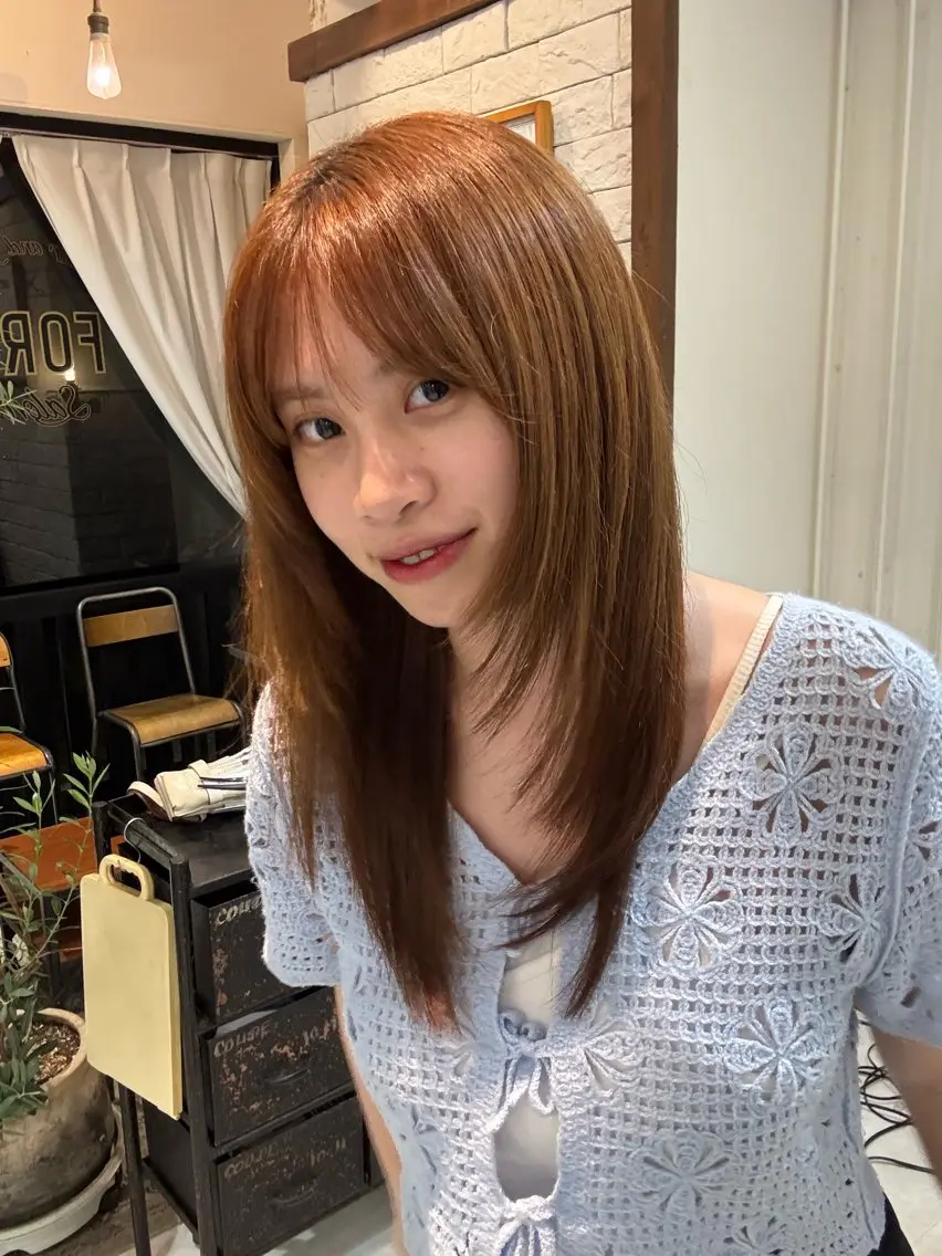 ロング 顔周りカット レイヤーカット 宇留間 涼香のヘアスタイル