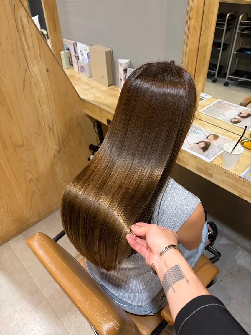 ロング 縮毛矯正 トリートメント ioe竹原 祐樹のヘアスタイル