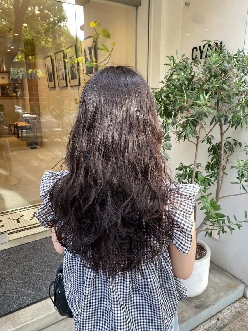 ロング カット パーマ トリートメント 三代 ゆりあのヘアスタイル