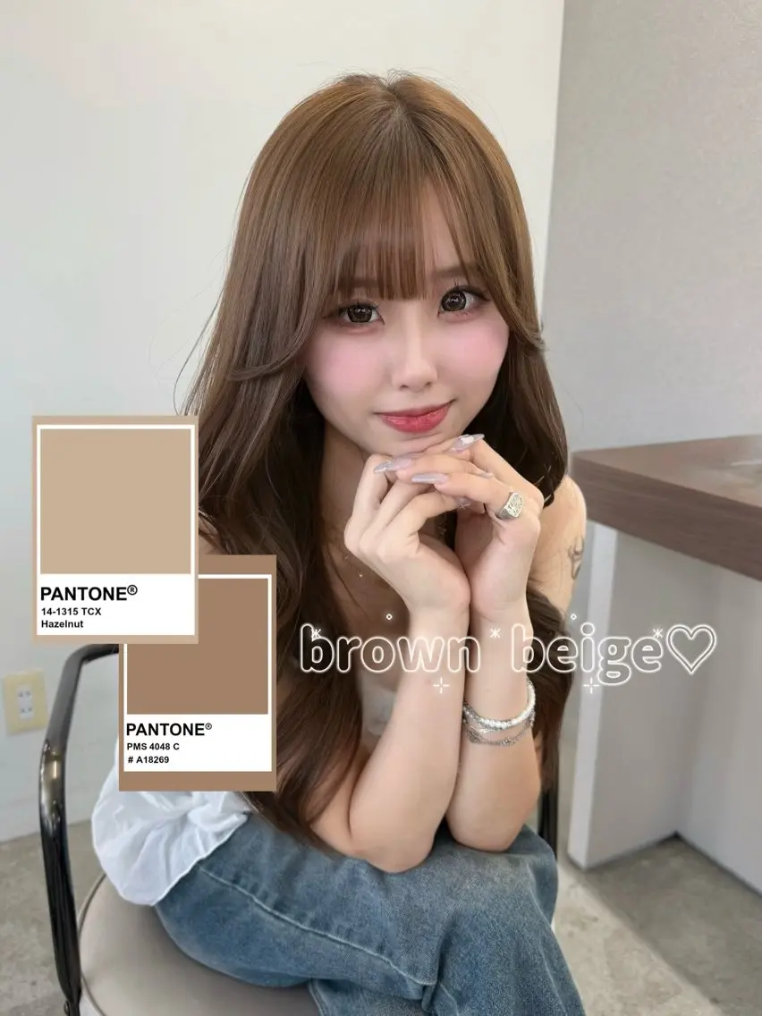 ロング カラー ベージュカラー ブラウンカラー ブラウンベージュ 顔周りカット レイヤーカット ヘアカラー 結べるレイヤー/ 透明感カラー/和奏のヘアスタイル