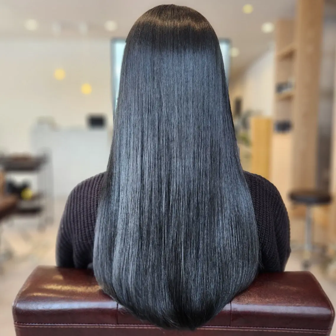 カラー ロング 黒髪 ブルーカラー ブルーブラック シールエクステ🎀 ホシノ🕒ユウカのヘアスタイル