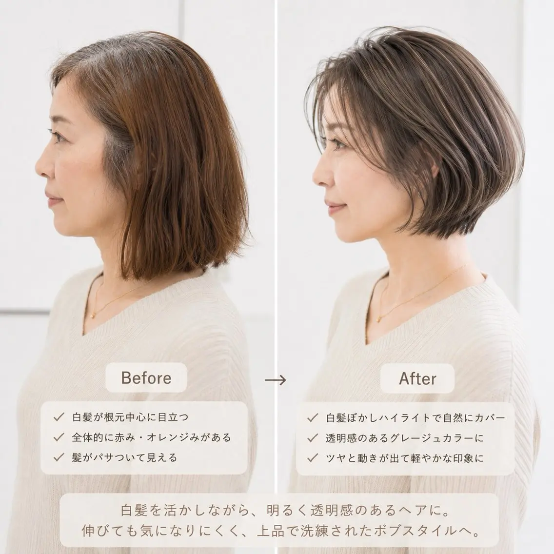 ショート カラー カット ヘアカラー 白髪ぼかし×ショート 天王町×玉山直哉のヘアスタイル