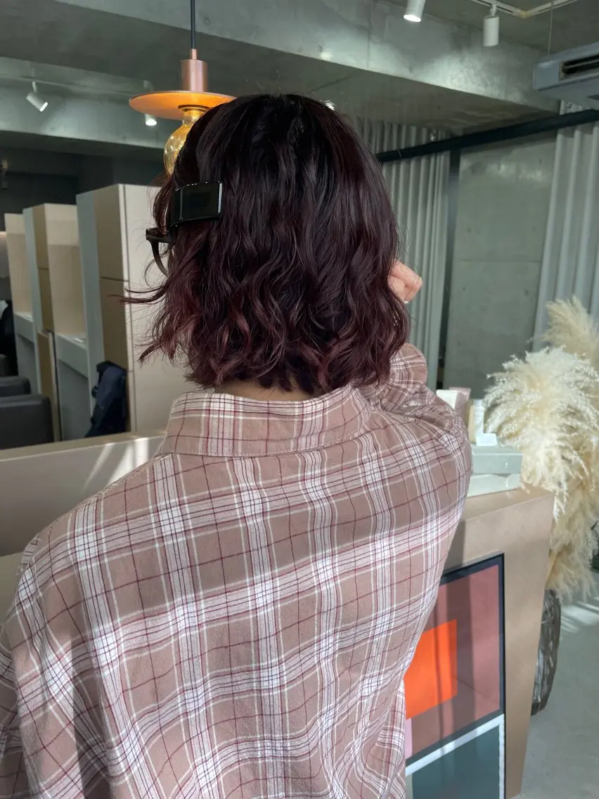 ミディアム カラー パーマ カット ヘアカラー トリートメント 表参道🌿赤み消し カラー/チナツのヘアスタイル