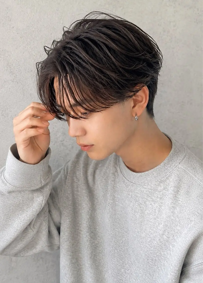 ミディアム カラー パーマ メンズ 【垢抜け】メンズ特化 栄/名古屋/山本貴大のヘアスタイル