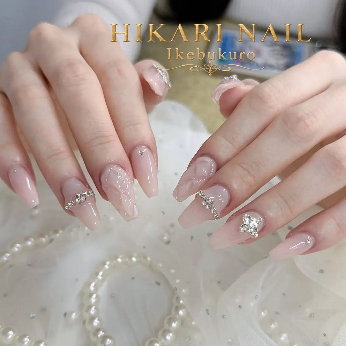 ネイル チークネイル 長さ出し フレンチネイル ガーリー ハロウィン ハンドネイル HikariNail Ikebukuroのネイルデザイン