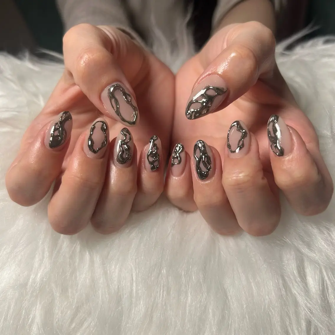 ネイル ミラーネイル ニュアンスネイル ハンドネイル haac nailsのネイルデザイン