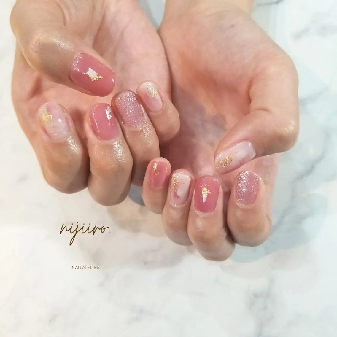 ネイル ニュアンスネイル 春ネイル ハンドネイル nijiiro🌈 サトウのネイルデザイン