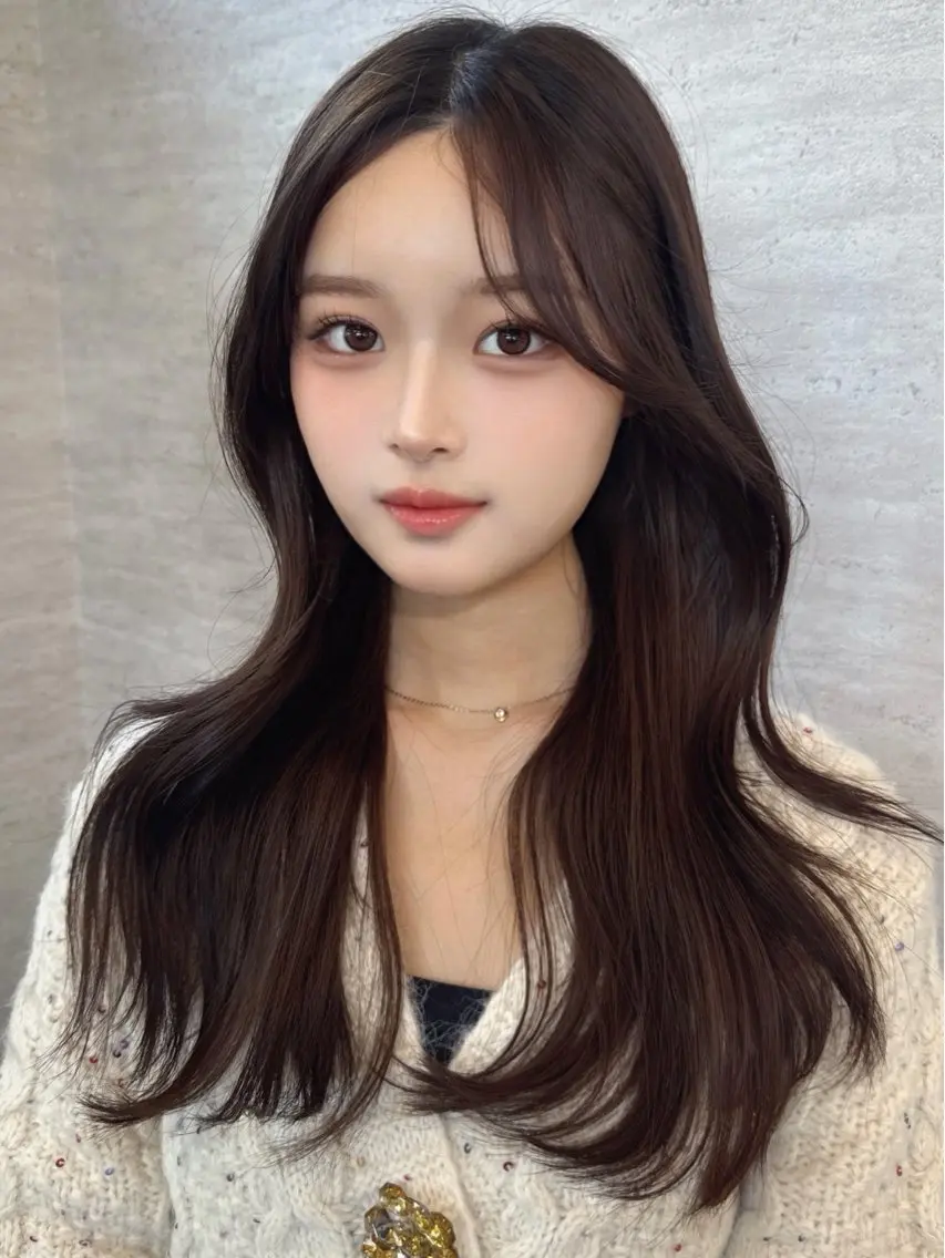 ロング カラー ヘアアレンジ ヘアカラー トリートメント 韓国レイヤーカット/ 儚げカラーチナツのヘアスタイル