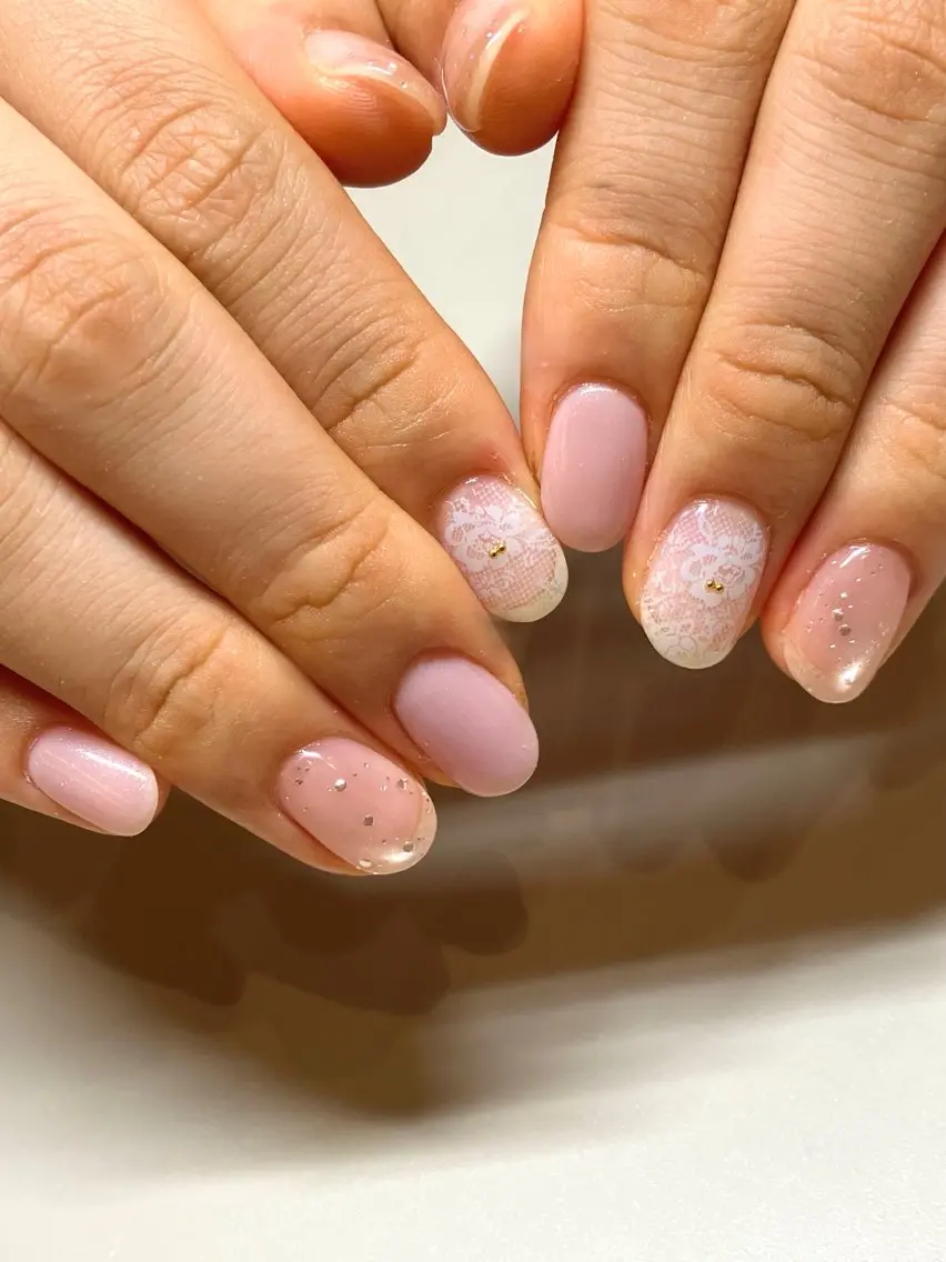 ネイル ブルー レース ハンドネイル fun the nail ayakaのネイルデザイン
