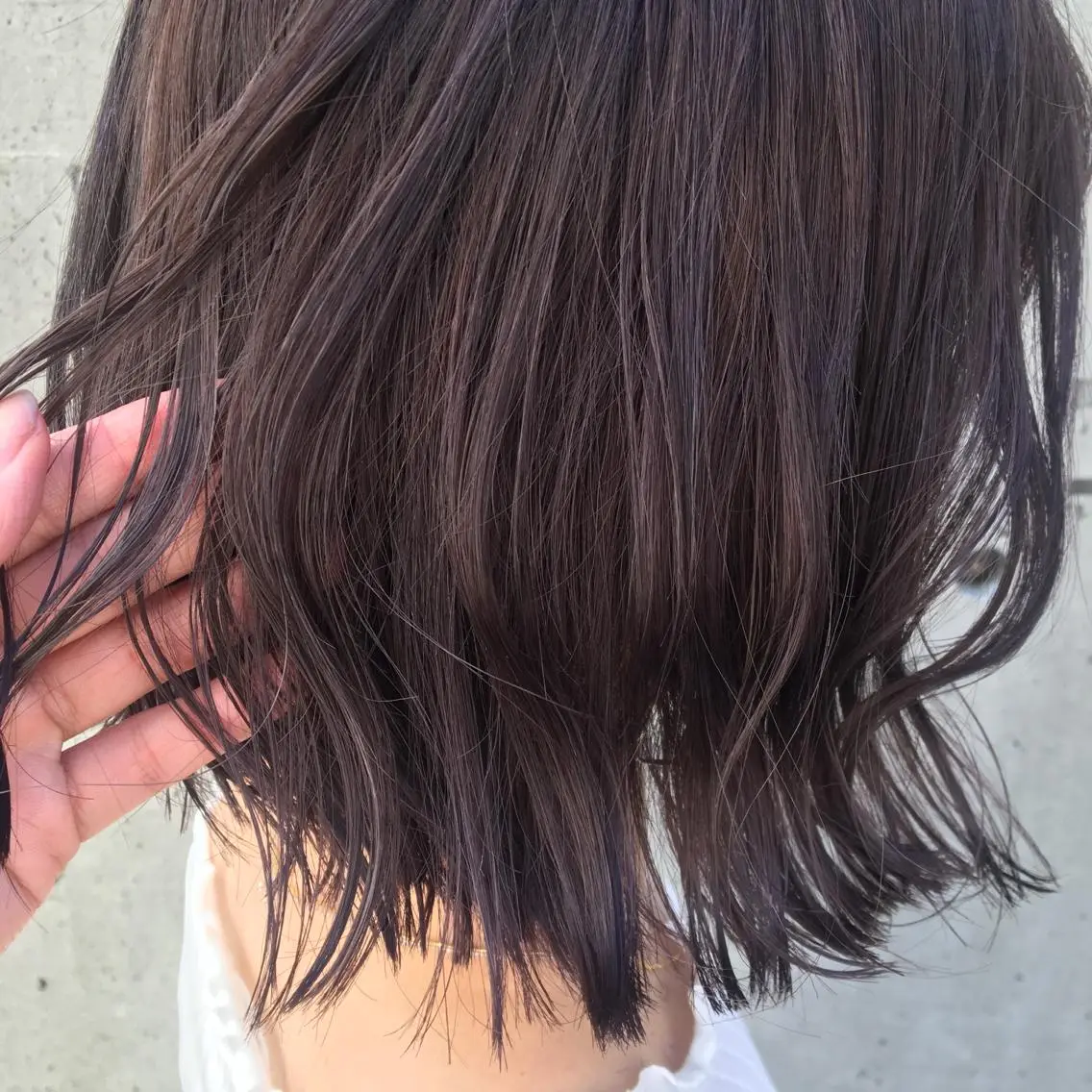 ミディアム カラー 切りっぱなしボブ グレージュ パープルカラー パープルグレージュ ボブ マンツーマン美容師 立川　♡MIHO♡のヘアスタイル
