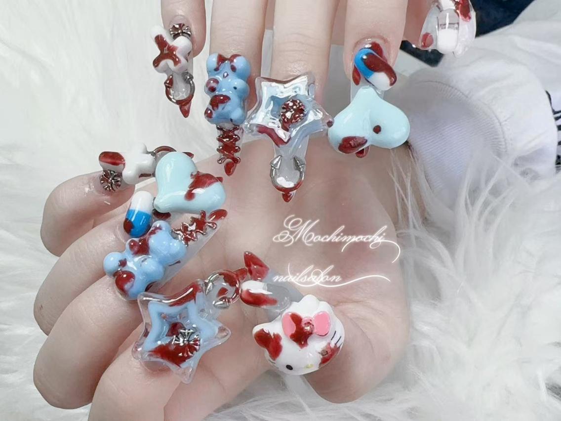 ネイル 長さ出し キラキラネイル 韓国ネイル ロングネイル マグネットネイル ハンドネイル ハンドケア MUNI🎀 NAIL のネイルデザイン