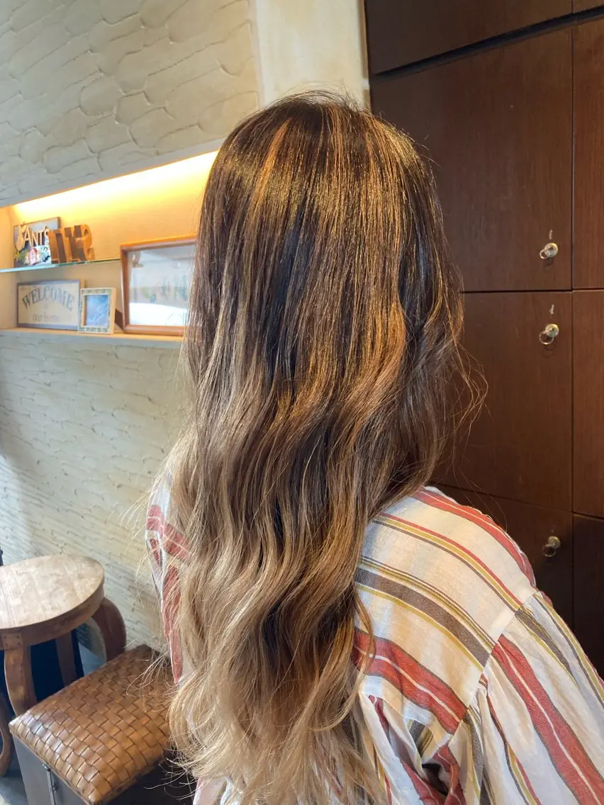 ロング カラー バレイヤージュ レイヤーカット ヘアカラー 🌙似合わせ専門 照井🌙のヘアスタイル