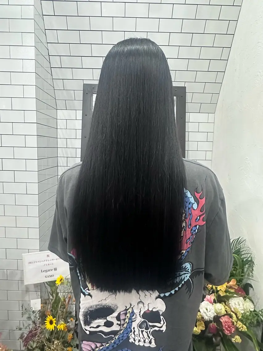 ロング カット 縮毛矯正 トリートメント 妙見 知洋のヘアスタイル