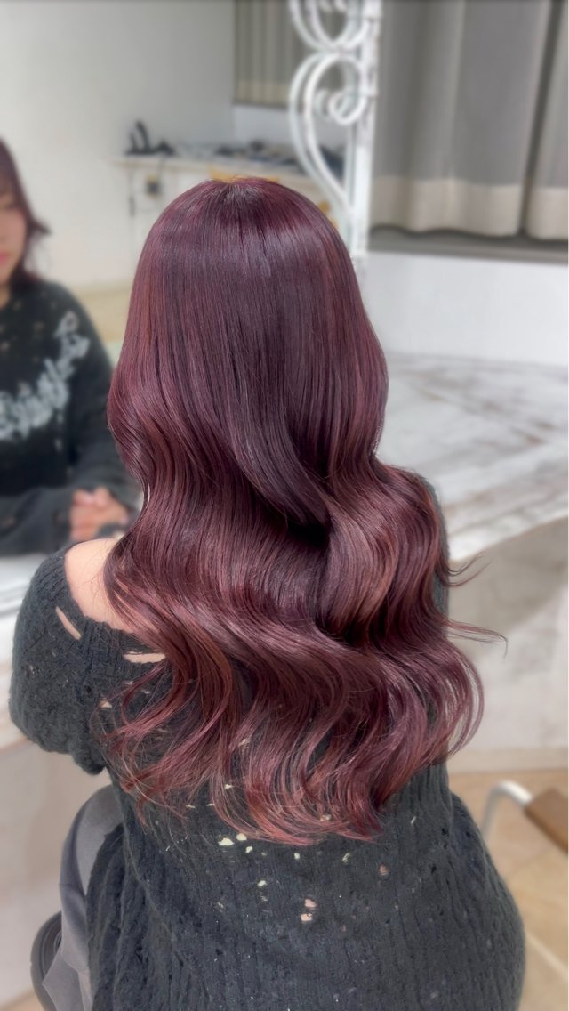ロング カラー ブリーチ ダブルカラー ラベンダーカラー ブリーチなしカラー ピンクカラー 仙台/透明感/近藤 千夏のヘアスタイル