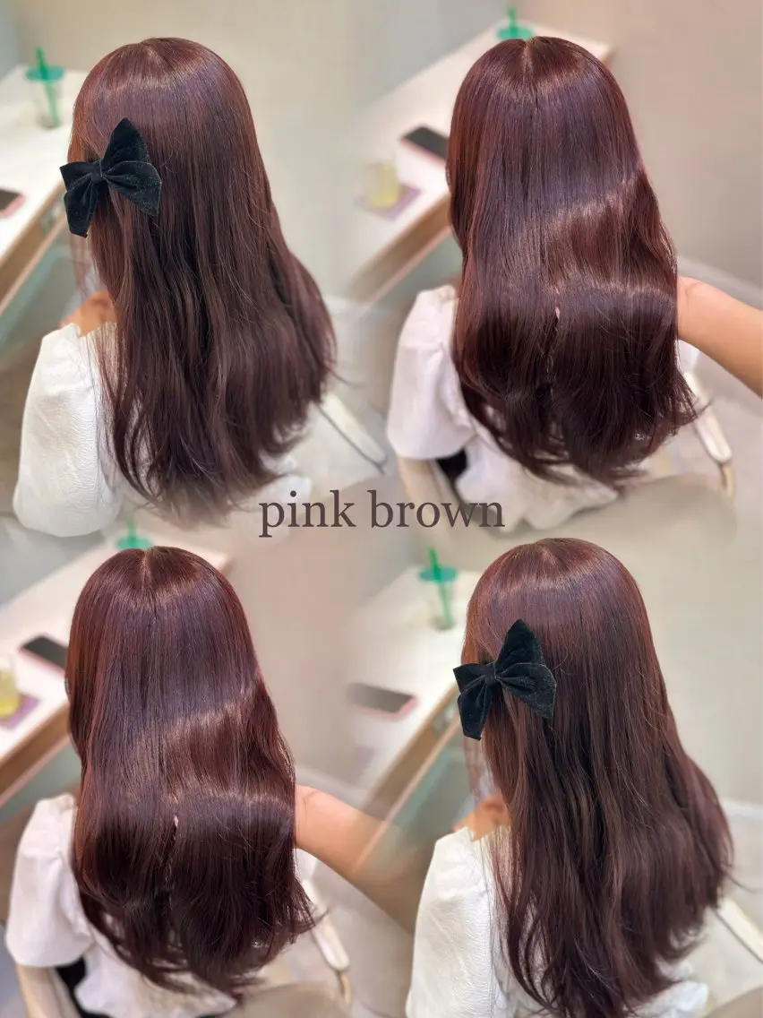 カラー ブリーチ ブラウンカラー ブリーチなしカラー ピンクカラー ヘアカラー 暖色⌇﻿縮毛矯正⌇﻿ 𝐀𝐤𝐚𝐫𝐢のヘアスタイル