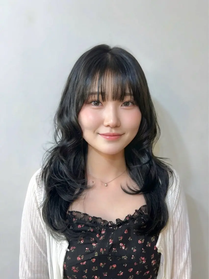 ロング カット ヘアカラー トリートメント ✂韓国レイヤー 🦋みやび🪽のヘアスタイル