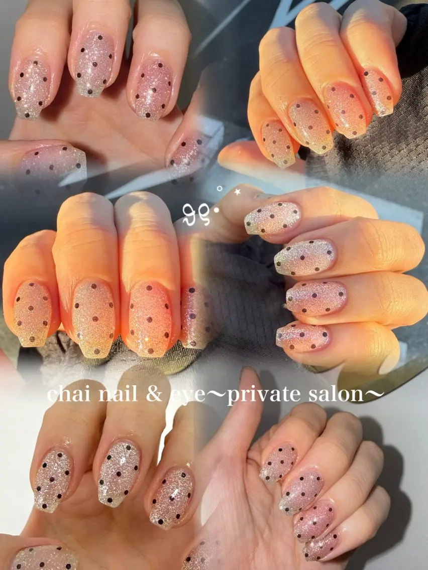 ネイル ドット フラッシュネイル ラメ(グリッター) ハンドネイル chai nail + eye📍鶴橋のネイルデザイン