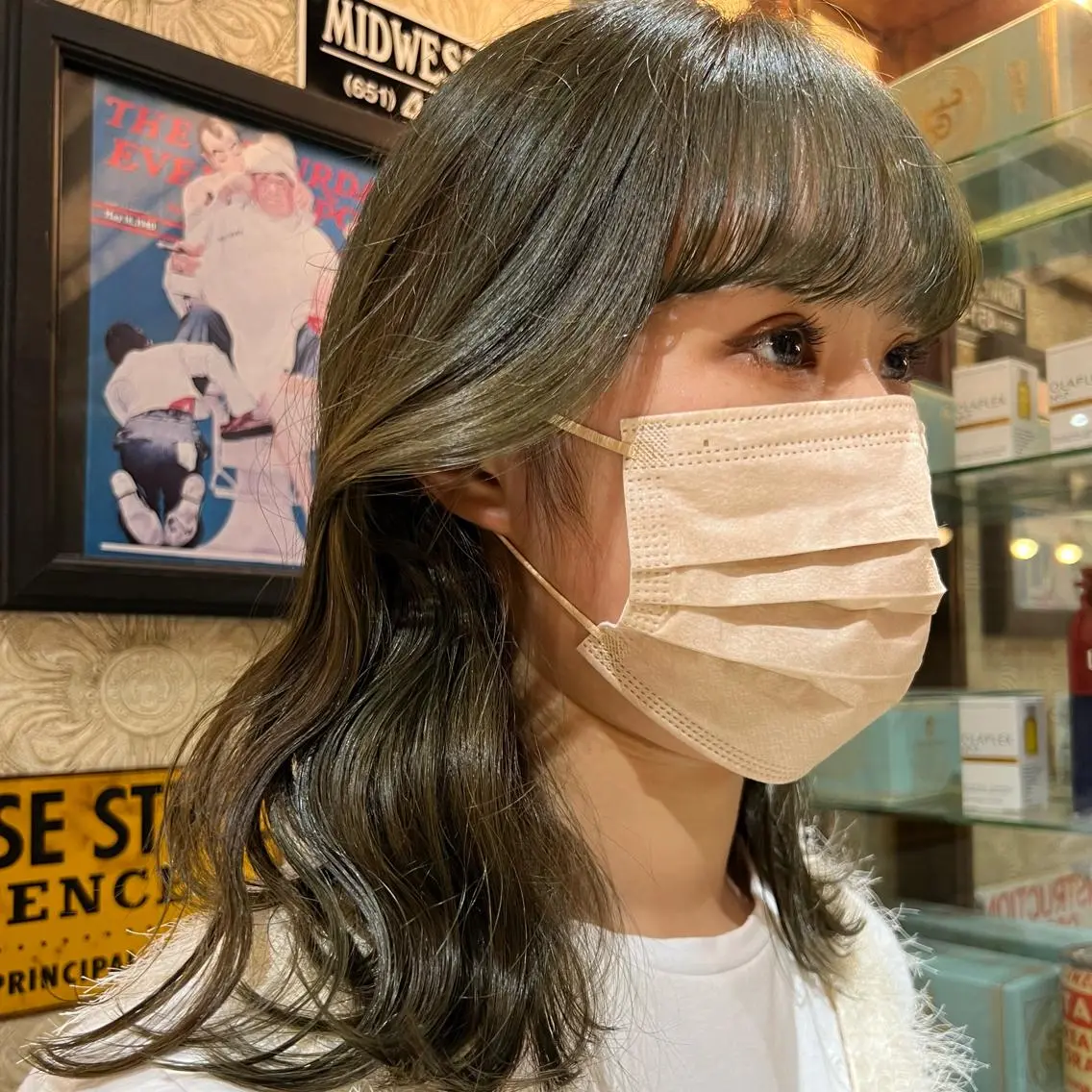 ミディアム カラー ヘアアレンジ カット ヘアカラー ヘアセット three Natsumeのヘアスタイル